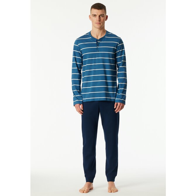 Schiesser Heren Pyjama Long  darkblue 183124 52/L Schiesser Heren Pyjama Long  darkblue 183124 52/L