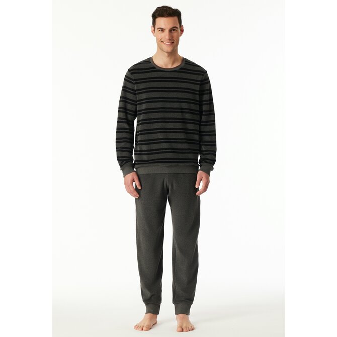 Schiesser Heren Pyjama Long  darkgrey-mel. 183128 54/XL