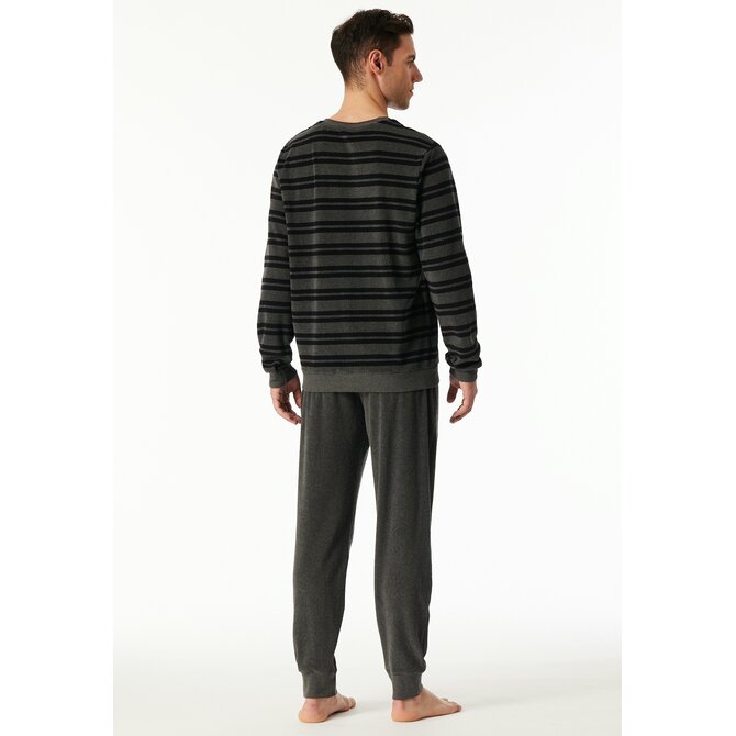 Schiesser Heren Pyjama Long  darkgrey-mel. 183128 54/XL