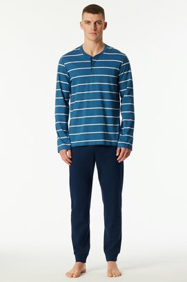 Schiesser Heren Pyjama Long  darkblue 183124 54/XL