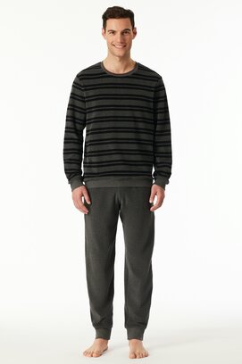 Schiesser Heren Pyjama Long  darkgrey-mel. 183128 48/S