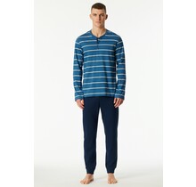 Schiesser Heren Pyjama Long  darkblue 183124 58/3XL