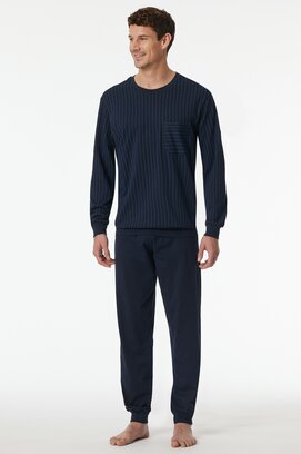 Schiesser Heren Pyjama Long  darkblue 182196 58/3XL