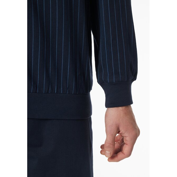 Schiesser Heren Pyjama Long  darkblue 182196 58/3XL