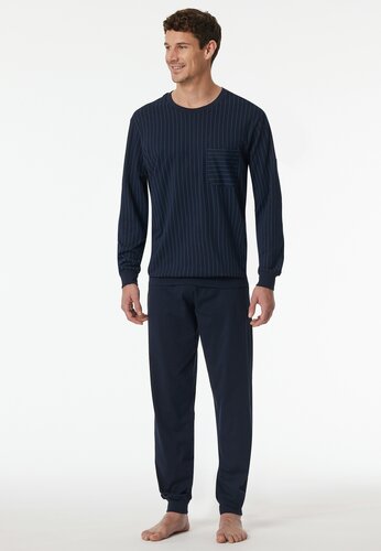 Schiesser Schiesser Heren Pyjama Long darkblue 182196 56/XXL afbeelding