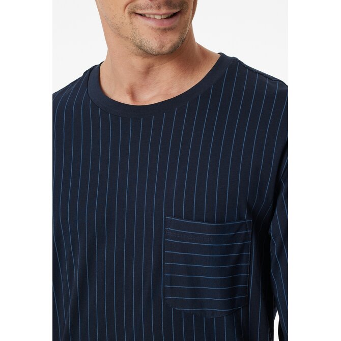 Schiesser Heren Pyjama Long  darkblue 182196 56/XXL