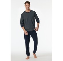 Schiesser Heren Pyjama Long  nightblue 182196 48/S
