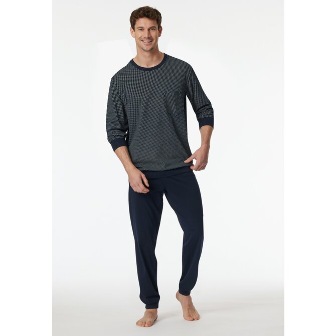 Schiesser Heren Pyjama Long  nightblue 182196 48/S