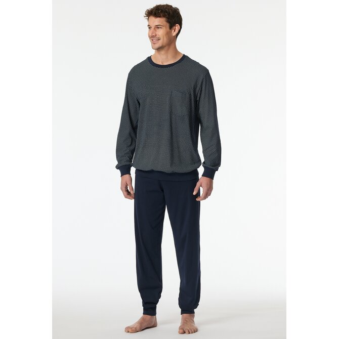 Schiesser Heren Pyjama Long  nightblue 182196 48/S
