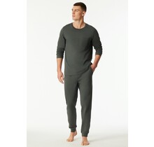Schiesser Heren Pyjama Long  darkgreen 183125 48/S