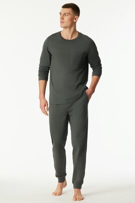 Schiesser Heren Pyjama Long  darkgreen 183125 56/XXL
