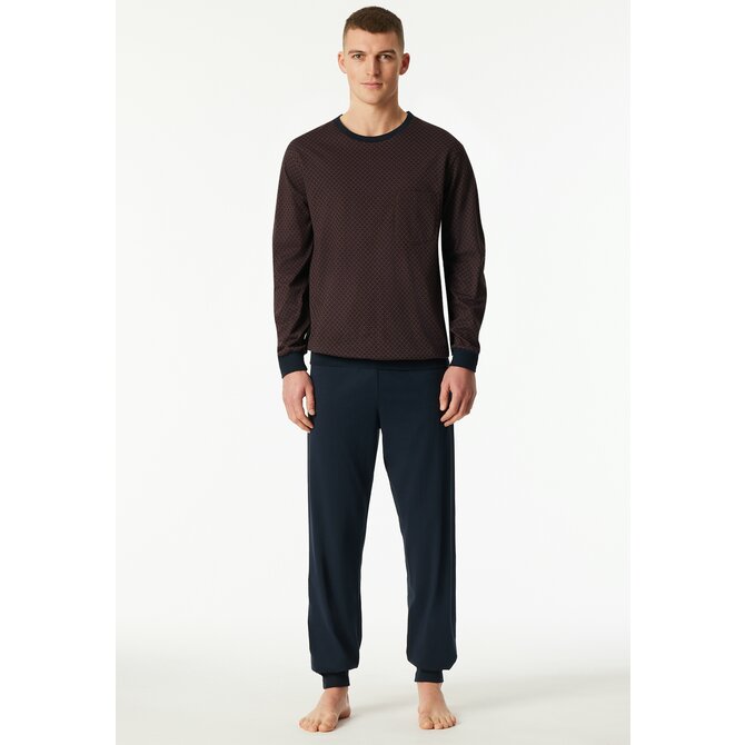 Schiesser Heren Pyjama Long  maroon 181156 56/XXL