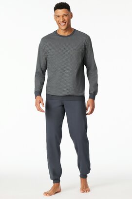 Schiesser Heren Pyjama Long  darkgrey 181156 54/XL