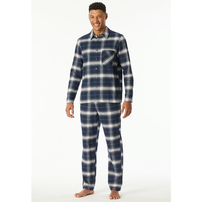 Schiesser Heren Pyjama Long  nightblue 182029 52/L Schiesser Heren Pyjama Long  nightblue 182029 52/L