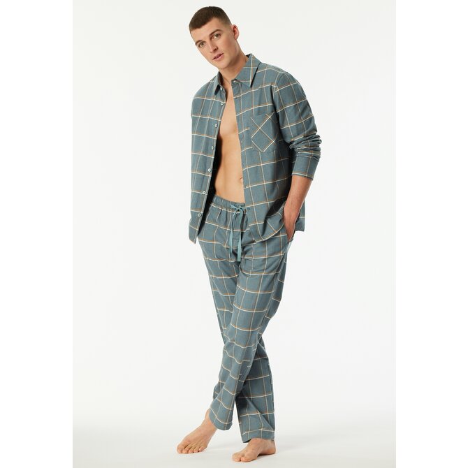 Schiesser Heren Pyjama Long  mineralgreen 182029 54/XL Schiesser Heren Pyjama Long  mineralgreen 182029 54/XL