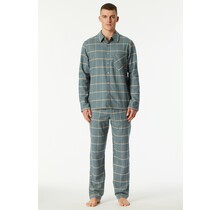 Schiesser Heren Pyjama Long  mineralgreen 182029 56/XXL