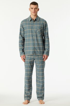 Schiesser Heren Pyjama Long  mineralgreen 182029 56/XXL