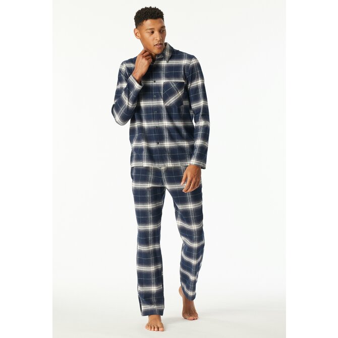 Schiesser Heren Pyjama Long  nightblue 182029 48/S Schiesser Heren Pyjama Long  nightblue 182029 48/S
