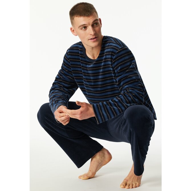 Schiesser Heren Pyjama Long  nightblue 182023 52/L Schiesser Heren Pyjama Long  nightblue 182023 52/L