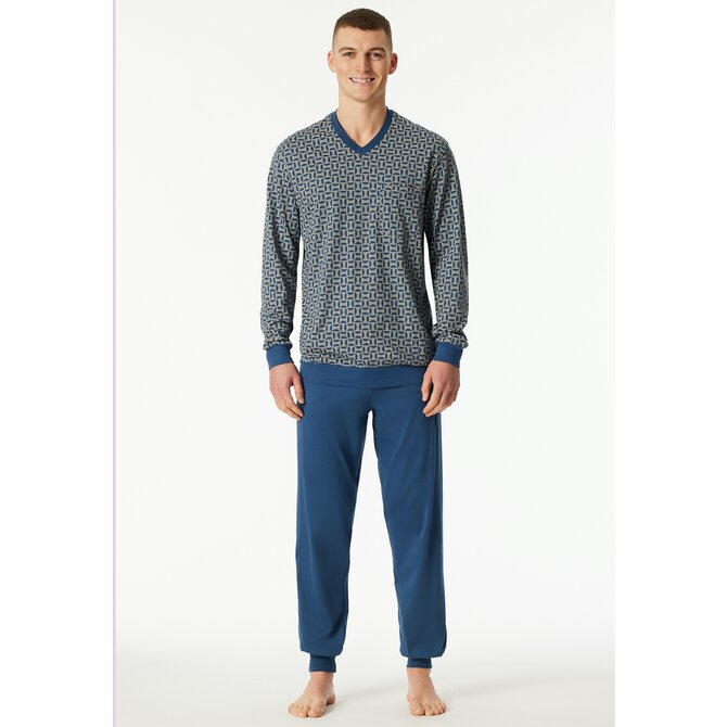 Schiesser Heren Pyjama Long  atlanticblue 181162 54/XL Schiesser Heren Pyjama Long  atlanticblue 181162 54/XL