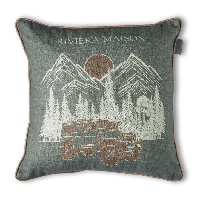 Rivièra Maison Roadtrip Cushion Groen 45x45 cm Rivièra Maison Roadtrip Cushion Groen 45x45 cm