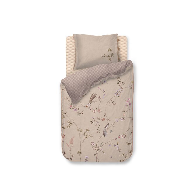 Pip Studio Dekbedovertrek Bamboo Blossom Khaki 200x200/220 cm