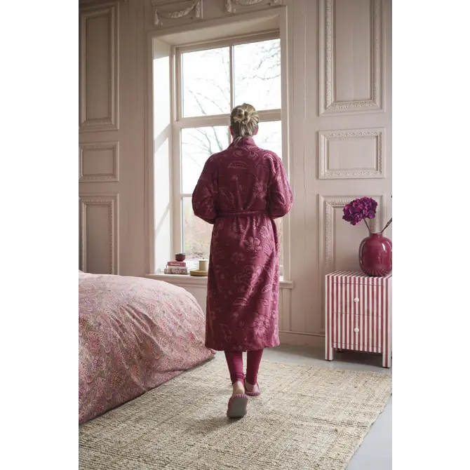 Pip Studio  Jasmin Jacquard Bathrobe Donker roze L