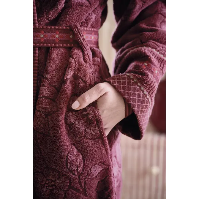 Pip Studio  Jasmin Jacquard Bathrobe Donker roze L