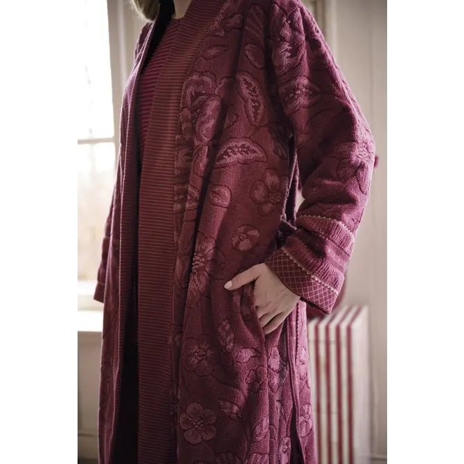 Pip Studio  Jasmin Jacquard Bathrobe Donker roze L