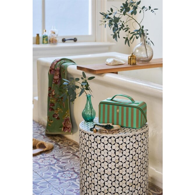 Pip Studio Cyrille Cosmetic Bag Medium Stripe Green 23.5x11x5x22cm