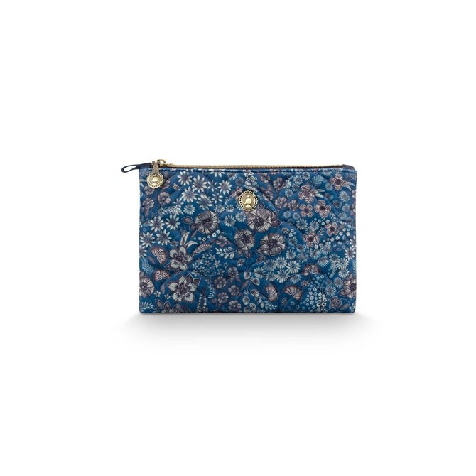 Pip Studio Charly Cosmetic Flat Pouch Medium Quilted Daisy Dreams Blue 24x1x15.5cm
