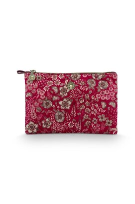 Pip Studio Charly Cosmetic Flat Pouch Medium Quilted Daisy Dreams Red 24x1x15.5cm