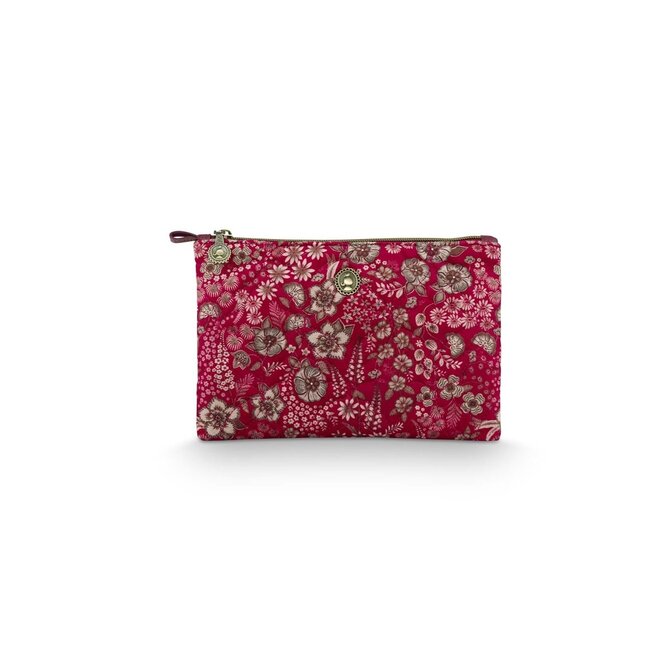 Pip Studio Charly Cosmetic Flat Pouch Medium Quilted Daisy Dreams Red 24x1x15.5cm