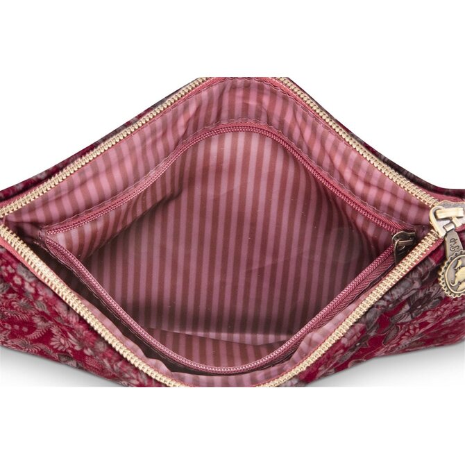 Pip Studio Charly Cosmetic Flat Pouch Medium Quilted Daisy Dreams Red 24x1x15.5cm