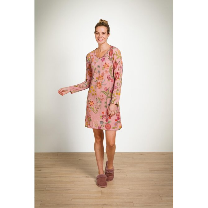 Pip Studio Dana Long Sleeve Nightdress Coco Flower Coral M