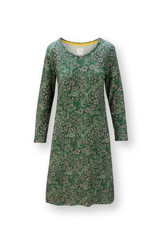 Pip Studio Pip Studio Danai Long Sleeve Nightdress Daisy Dreams Green XXL afbeelding