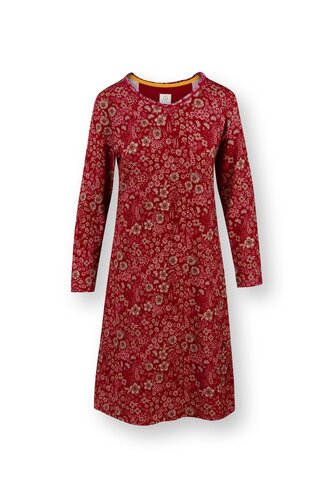 Pip Studio Pip Studio Danai Long Sleeve Nightdress Daisy Dreams Red L afbeelding