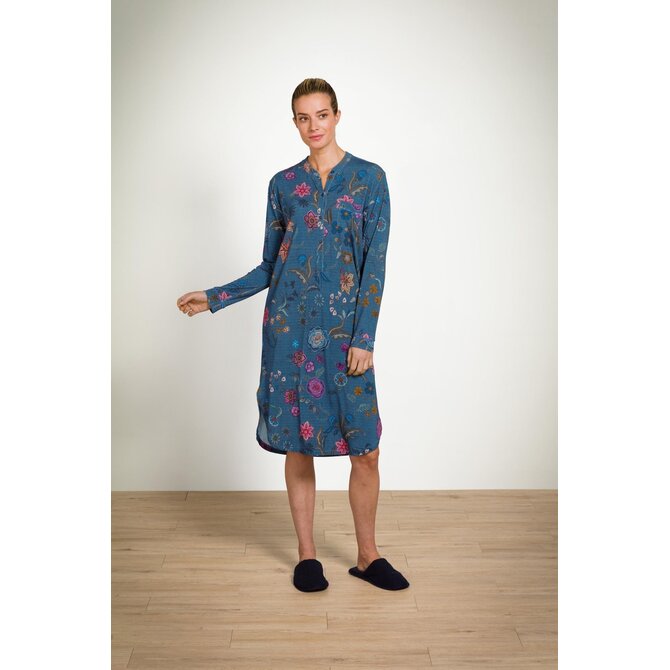 Pip Studio Diogo Long Sleeve Nightdress Coco Flower Blue L