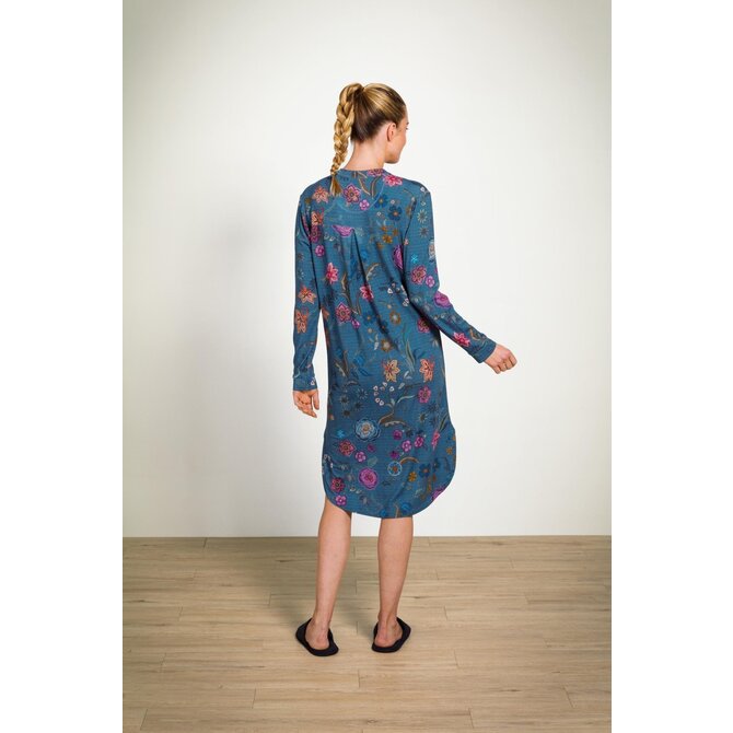 Pip Studio Diogo Long Sleeve Nightdress Coco Flower Blue M