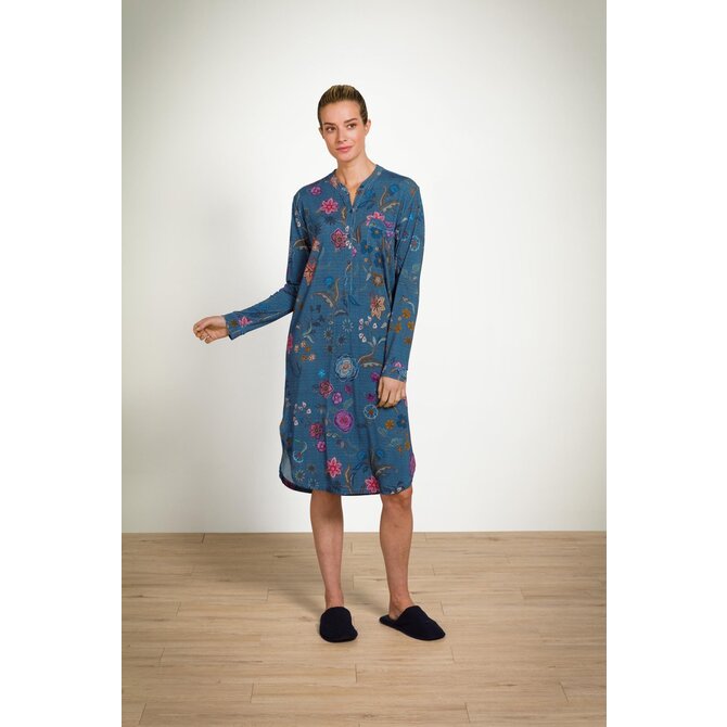 Pip Studio Diogo Long Sleeve Nightdress Coco Flower Blue M