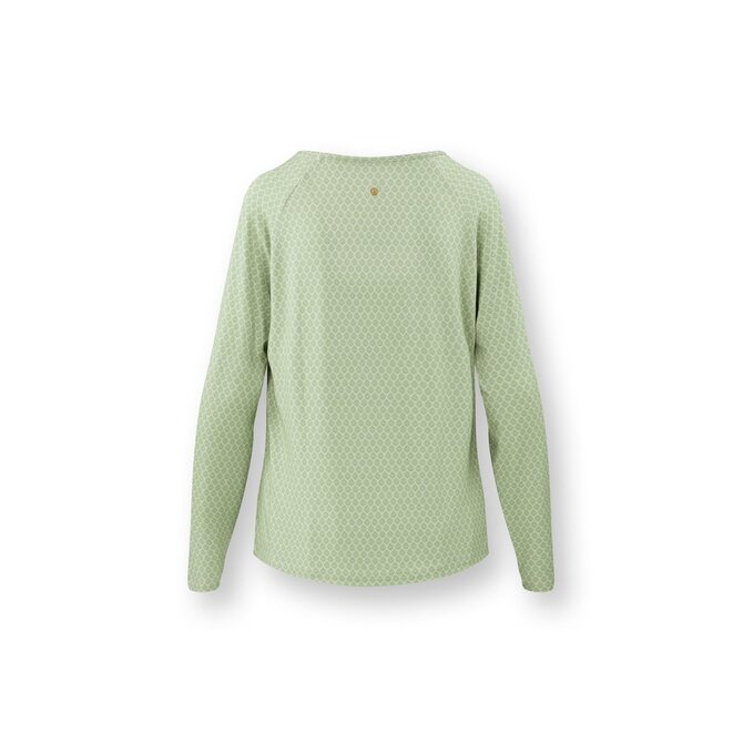 Pip Studio Tina Long Sleeve Top Thousand Leaves Light Green XL
