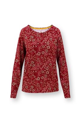 Pip Studio Tina Long Sleeve Top Daisy Dreams Red XL