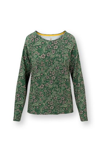 Pip Studio Pip Studio Tina Long Sleeve Top Daisy Dreams Green L afbeelding