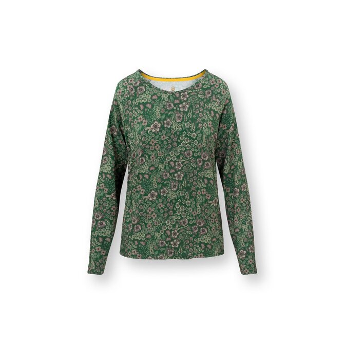 Pip Studio Tina Long Sleeve Top Daisy Dreams Green XL