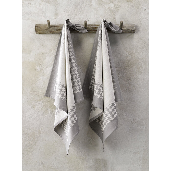 De Witte Lietaer Pied De Poule Theedoek 66x66 grey