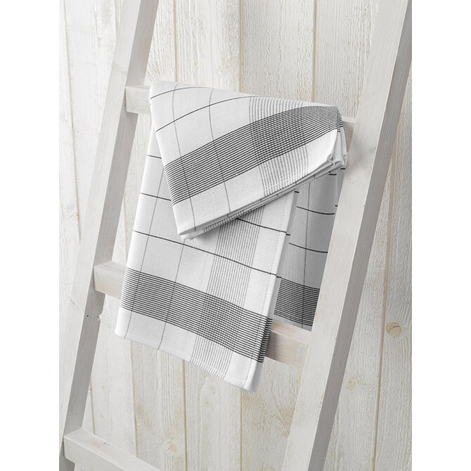 De Witte Lietaer Mixte Theedoek 68x68 white-black 5598