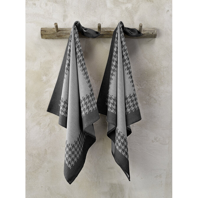 De Witte Lietaer Pied De Poule Theedoek 66x66 black