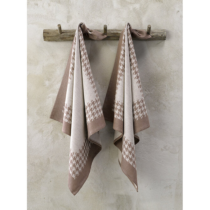 De Witte Lietaer Pied De Poule Theedoek 66x66 champignon