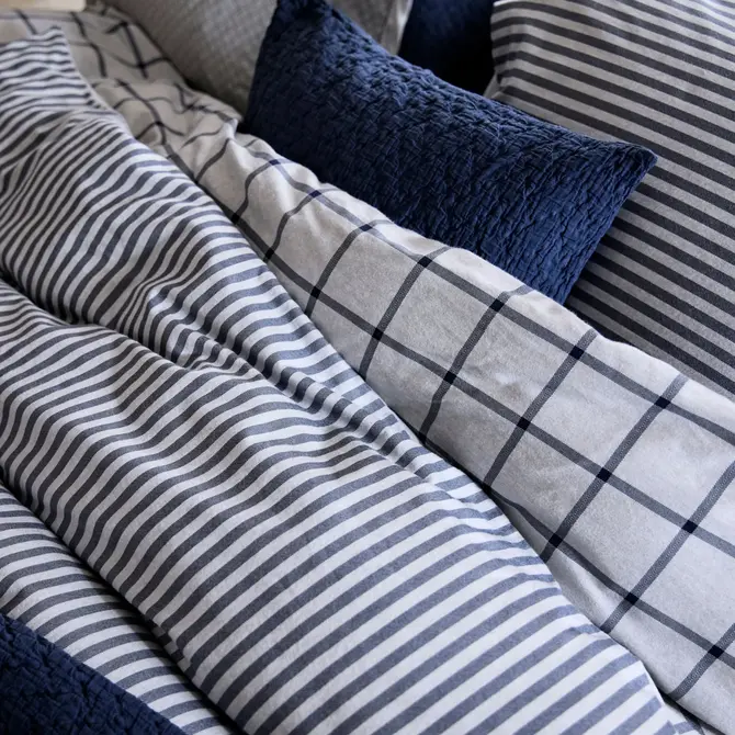 Vandyck Flanel Dundee dekbedovertrek 200x200/220 Blue Ink