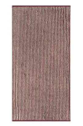 Cawö Two-Tone Stripe Handdoek 50x100 bordeaux